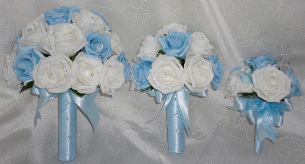 Budget Wedding Flowers Baby Blue & White Rose Bouuqet